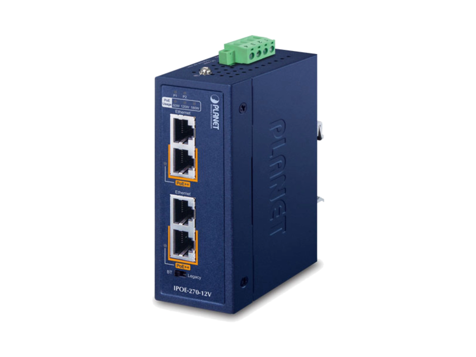 [IPOE-270] Planet Industrial 2-port PoE++ Injector